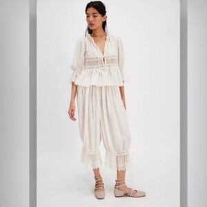 Free People 2pc Forever Young Bloomer Pants & bed jacket set